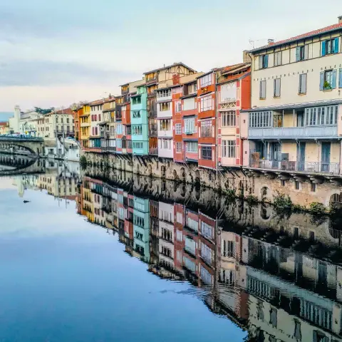 Houses over a river in Castres, France